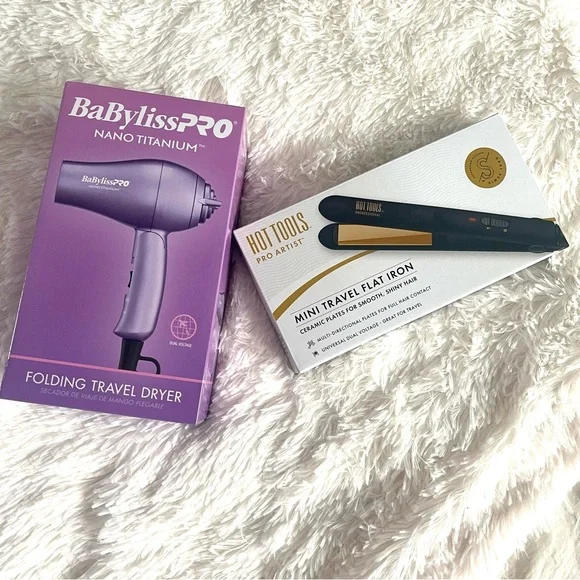 BaByliss Pro mini travel dryer and Hot Tools mini travel flat iron - Picture 1 of 7